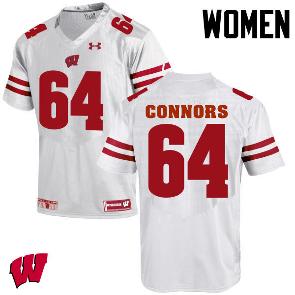 Wisconsin Badgers Women's #64 Brett Connors NCAA Under Armour Authentic White College Stitched Football Jersey GG40R77ZP